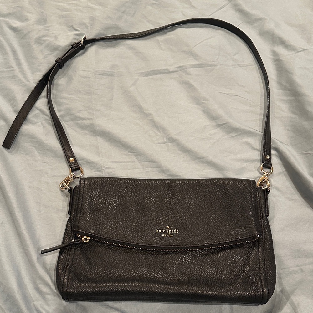 Kate Spade Cobble Hill Marsala Black Pebbled Leather Crossbody Bag